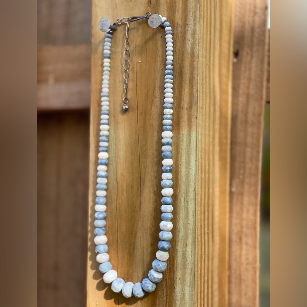 Jay King Faceted Blue Opal Necklace with sterling silver closure - Picture 3 of 4